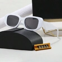 1 pieza gafas de sol de monta con montura cuadrada elegante, estilo Y2K para unisex, proteccion UV - Blanco - Ver 5