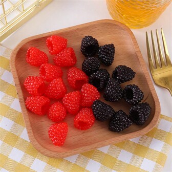 [X]Pcs Artificial Raspberry & Blackberry Model, Fake Wild Strawberry Decor Props For Photography, Fruit Shop Decoration