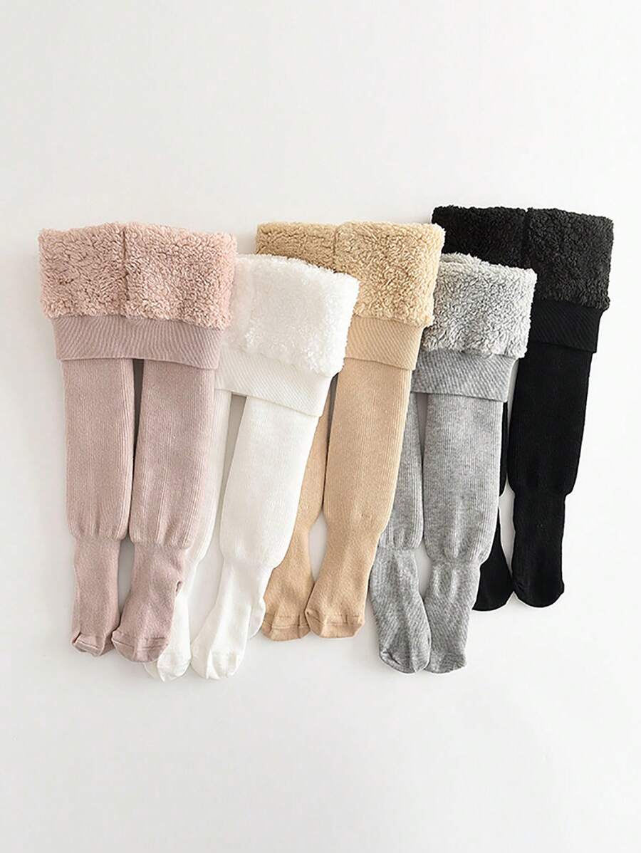 2 双厚款花卉印花紧身裤，保暖连裤袜，婴儿/女孩打底裤，秋冬季 - 彩色 - 查看 1