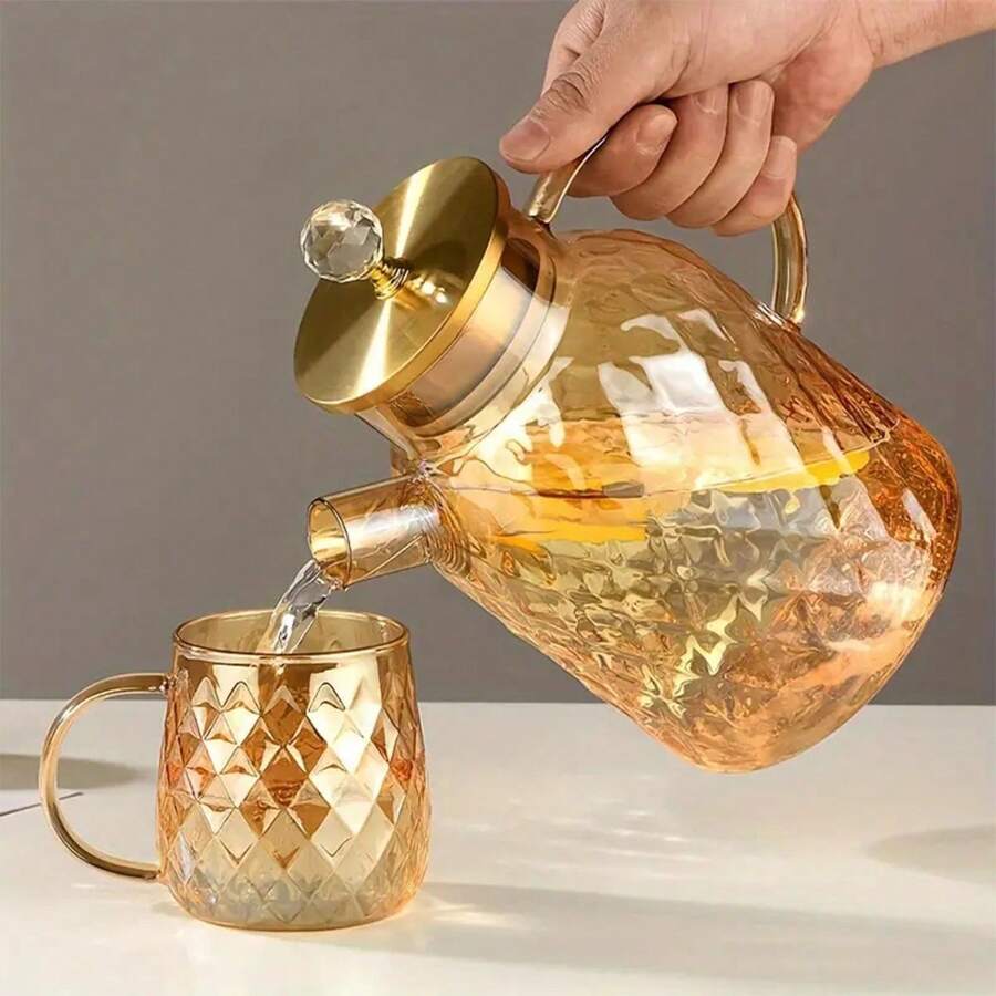 1pc Glass Teapot, Household Electric Ceramic Cooker Tea Kettle, Large Capacity Tea Pot, Bamboo Handle Glass Pot, Flower Tea Pot, Extra Accessories Included, For Outdoor, Camping, Mother's Day Gift