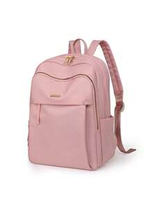 多功能大容量尼龙女士背包防水耐磨旅行通勤收纳袋 - 粉色 - 查看 9