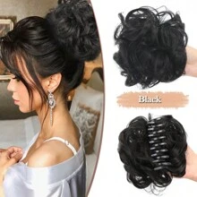 Chignon con fermaglio a pinza in capelli sintetici ricci, resistente al calore, con boccoli naturali, fermagli per extension capelli, colori nero, marrone, biondo, adatto per l'uso quotidiano, 40g 1 pezzo