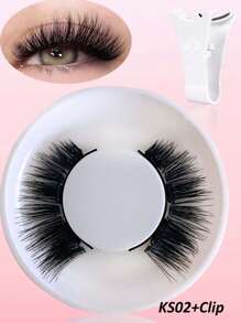 一对 C 卷磁性假睫毛套装，带专业涂抹镊子，可重复使用，无胶假睫毛，漫画睫毛，自然长蓬松仿貂毛柔软毛，轻盈眼妆工具，适合美容旅行派对