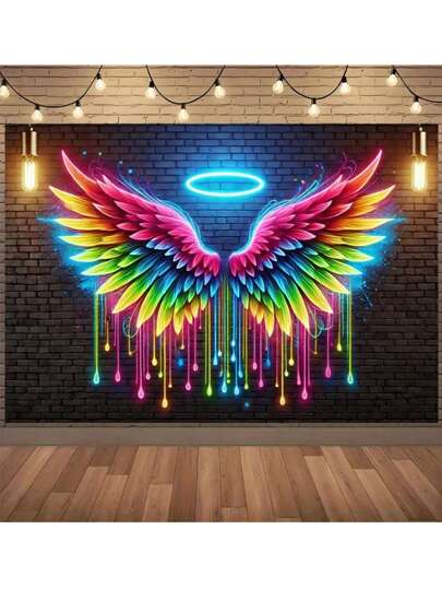 1 st. självlysande neonänglavingar väggkonst - multifunktionell tygdekor för vardagsrum, sovrum, kontor och utomhusutrymme - perfekt festtillbehör och julklapp