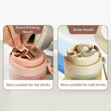 WORTHBUY 1pc 350ml Mini Transparent Plastic Water Bottle With Lid, Portable Leakproof Juice/Coffee Cup, Suitable For Children/Students To Carry For School/Picnic, For Outdoor, Camping - Beige - View 10