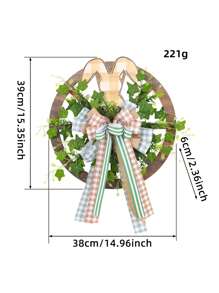 1pc Easter Bunny Wreath Home Decor, Front Door Hanger With Rabbit Wheel And Ribbon Design, Suitable For Holiday Atmosphere Scenes And Window/Wall Decor, Classic Outdoor Decoration Gift - Multicolor - View 7