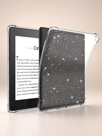 1pc Transparent Glitter Protective Case Compatible With 6.8" Kindle Paperwhite (11th Gen, 2021) / 6" Kindle (11th Gen, 2022) /Kindle (11th Generation-2024 Release)(6 Inch) /Kindle 10th Gen 2018 , Anti-Fall,Full Coverage Clear Case, Silicon Soft Shell, Lightweight Protection