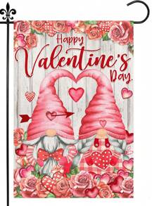 1pc Valentine's Day Double-Sided Heart Shaped Garden Flag, 30x45cm Valentine's Day House Flag, Suitable For Valentine's Day Decoration - Multicolor - View 14