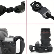 PU Leather Camera Hand Strap Grip - Padded Wrist Strap For DSLR, Mirrorless Cameras, Compatible With Nikon, Canon, - Secure Hold For Photography & Videography, Adjustable, Compatible With Neck Straps - Black - View 5