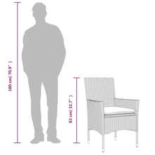 Ensemble de salle à manger de jardin en rotin noir avec 9 pièces et coussins, mobilier d'extérieur