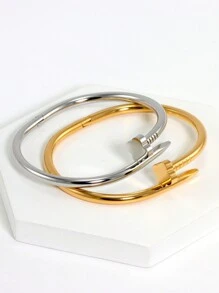 2 pièces Set de bijoux en acier inoxydable, bracelet à forme de trèfle à quatre feuilles et de cœur, convient pour le port quotidien des femmes, cadeaux pour la petite amie, les amies, les demoiselles d'honneur, anniversaire, Saint-Valentin, mère, fête des mères - Multicolore - Voir 5