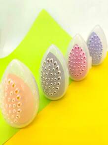 10PCS/Transparent Egg Shell Shaped Portable Travel Makeup Sponge Storage Box, Makeup Sponge Storage Bag, Silicone Makeup Sponge Storage Box, Portable Travel Set, Breathable Dust-Proof Bag, Transparent - Pink - View 7