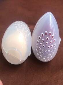 10PCS/Transparent Egg Shell Shaped Portable Travel Makeup Sponge Storage Box, Makeup Sponge Storage Bag, Silicone Makeup Sponge Storage Box, Portable Travel Set, Breathable Dust-Proof Bag, Transparent - Pink - View 6