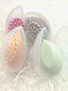 10PCS/Transparent Egg Shell Shaped Portable Travel Makeup Sponge Storage Box, Makeup Sponge Storage Bag, Silicone Makeup Sponge Storage Box, Portable Travel Set, Breathable Dust-Proof Bag, Transparent - Pink - View 8