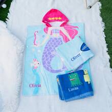 Personalized Youth Hooded Towel, Beach Towel Personalized Home Bathroom Decor Summer Beach Essentials Back To School