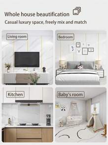 10 Stück 1,8 m² 3D weiße Marmor-Muster Keramik Fliesenaufkleber, wasserfest und feuchtigkeitsgeschützt, ideal für Küche und Badezimmer, Aluminium-Kunststoff-Wandaufkleber, Renovierungsaufkleber Abziehbare Wandpaneele, Tapete, Tapeten, Frühlingsdeko Artikel um Ihr Zuhause aufzufrischen, Rama Dekoration Aufkleber - Verschiedenfarbig - Übersicht 11