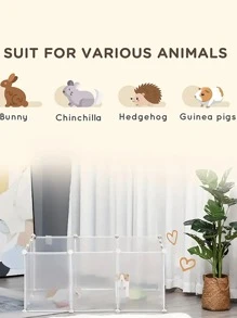 12pcs Transparent Pet Playpen, 18" High - Portable, Foldable & Easy To Assemble Safety Fence For Small Animals, Indoor/Outdoor Use, Ideal For Rabbits, Puppies, Guinea Pigs, Ferrets, Mice, Hamsters, Hedgehogs, Turtles - Clear - View 5