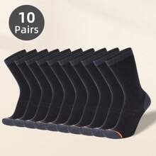 10/30pcs Men's Long Tube Socks, Athletic Socks - Black - View 1