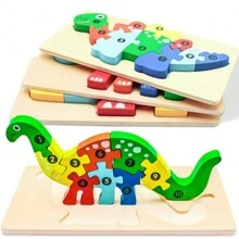 1 Miếng Câu đố bằng gỗ Đối với Trẻ em , Số Câu đố , Già Bằng gỗ Khủng long Câu đố Và Thú vật Trò chơi ghép hình Đồ Chơi Đối với Con trai Cô gái Lý tưởng Qủa tặng , 3-6 - Cá sấu - Xem 5