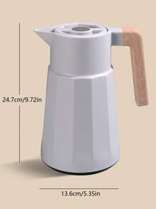 1pc New Nordic Style Insulated Carafe, Large Capacity Wooden Handle Glass Liner Hot Water Flask, Coffee Pot