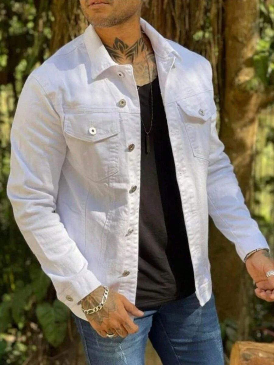 Men's Twill Jacket - White - View 1