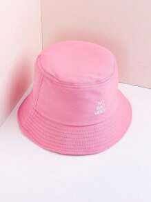 1pc Unisex Embroidered "NO BAD VIBES" Letter Sun Protection Breathable Versatile Bucket Hat, Suitable For Outdoor Leisure Wear - Rose Pink - View 2