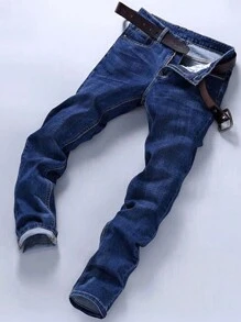 Quần Jeans Nam Co Giãn Thoải Mái, Quần Jeans Denim Công Sở Ôm Vừa Màu Đen, Có Sẵn Size Lớn, Phù Hợp Cho Văn Phòng, Du Lịch & Làm Việc - Màu xanh lam - Xem 2