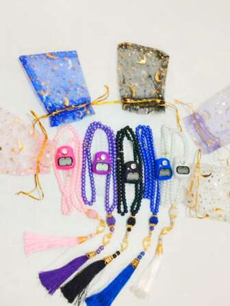 6/2pcs Resettable Finger Ring Counter, Portable Mini Tally Counter, Comes With Bracelet, Candy Gift Bag Packaging