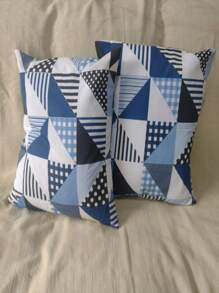 Kit 2 Printed Cushion Covers With Zipper 100% Cotton 45cm X 45cm - 45*45 - 查看 3