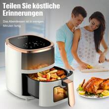 Heißluftfritteuse ohne Öl Air Fryer 4L  1200W- Heissluftfriteuse mit  Sichtfenster | Friteuse Airfryer ohne Öl mit Digitalem Led Touchscreen/Timing(1-60MIN),Touch Control 8 Programmen