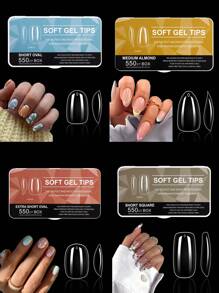 550 stuks/doos Transparante Ultra- Stiletto/Cofiin/Vierkante/Amandel/Ovale Nageltips Kunstnageltips Voor Nail Art Supplies