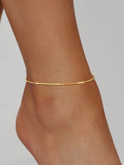 FOREVER QUEEN 1PC S925 Sterling Silver Ankle Chain For Ladies, Sweet Octagonal Snake Bone Chain, Simple Ankle Chain, Best Friend Gift, Send Mom Send Sisters Send Girlfriend Christmas Gift