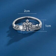 1pc Fashionable Cross Design Zirconia Ring For Women