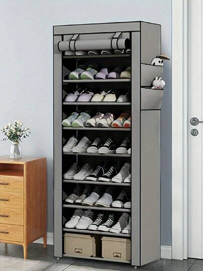 1pc Zipper-Closure Combination Shoe Rack Simple Cloth Shoe Cabinet Multi-Layer Storage Cabinet, Dust-Proof For Dormitory And Students