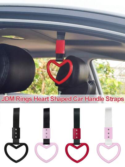 1Pc Rings Heart Shaped Car Handle Straps Drift Charm Rear Bumper Warning Ring Decor Subway Bus Broken Heart Handle For Car Interior