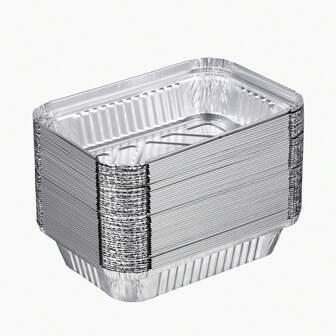 20/50 件一次性铝箔烤盘，8.4 英寸 * 5.6 英寸 * 1.7 英寸，带盖，耐用，适合烘焙、烹饪、露营、旅行