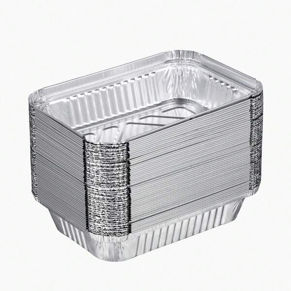 20/50pcs Disposable Aluminum Foil Baking Pans, 8.4"*5.6"*1.7", With Lids, Heavy Duty, Suitable For Baking, Cooking, Camping, Travel
