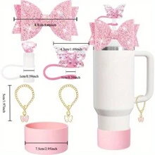 Phụ kiện Charm, Nắp ống hút nơ và đá giả, Cốc 40/30 Oz Phụ kiện có cốc Charm Unlimited, Phụ kiện cốc Charm độc đáo (Màu tím) - Màu tím - Xem 11