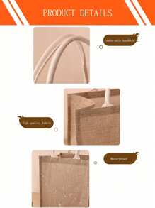 1pc Customized Name And Printed With A Heart-Shaped Pattern Linen Tote Bag,Shopping Bag Handbag For Women Fashion Burlap Grocery Bag,Portable Tote Bag For Teacher,Ideal For Shopping Handbag, Lunch Bag,It Is A Gift For Women, Mothers, Teachers, Friends, Bridesmaids, Students, Suitable For Dating, Birthday, Festival, Back To School,Vacation, Beach, Travel, Commuting, Business, Students, Picnic, Camping, Supermarket, Daily Storage Bags Ladies - Khaki - View 4