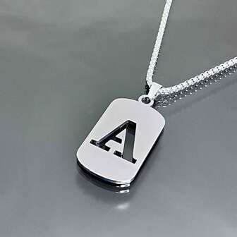 1 Pc Titanium Steel 26 English Alphabet Hollow Pendant Necklace Accessories, Scratchproof And Fashionable