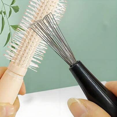 1pc Comb Cleaning Claw, Hair Removing Brush Cushion Comb Cleaner Tool, Plastic Handle With Metal Comb, Plastic Handle Comb Cleaning Brush - For Easy Removal Of Dirt And Dust, Built-In Beauty Tool, Simple Cleaning Tool For Cleaning And Maintenance