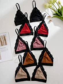 5pcs/Set Women's Front Closure Lace Patchwork Comfortable Lingerie Bras - Multicolor - View 3