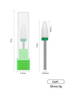 1 pezzo. Punta per trapano per unghie in carburo con gambo da 3/32' in ceramica di mais, fresa rotante per fresatura, punte per fresa per unghie, trapano elettrico per manicure e pedicure.