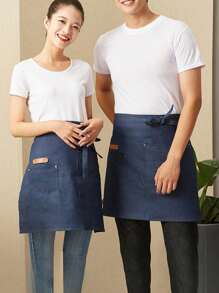 قطعة واحدة من مريلة الطباخ مريلة عمل المطبخ متعددة الألوان مريلة بستره متوسطة الطول مناسبة للجنسين مع جيبين