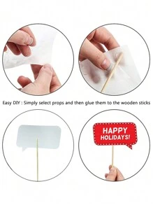 38 Stück Weihnachts Photo Booth Requisiten, Weihnachtsspiele für Partyartikel - Weihnachtsparty Dekorations-Set, Partyfavors - Spiele für Selfie-Fotos, Feiertags-Party-Requisiten für Foto-Hintergrund, Weihnachten