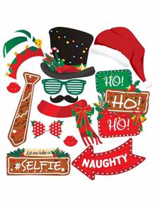 38 Stück Weihnachts Photo Booth Requisiten, Weihnachtsspiele für Partyartikel - Weihnachtsparty Dekorations-Set, Partyfavors - Spiele für Selfie-Fotos, Feiertags-Party-Requisiten für Foto-Hintergrund, Weihnachten