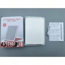 可USB充電LED旅行化妝鏡，具有3種照明模式，拋光表面，可折疊便攜式梳妝鏡，適用於玻璃，具有可充電鋰電池，無味