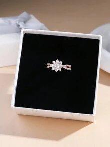 1 pieza/Caja de regalo Anillo dorado, Anillo de plata para mujer, Anillos de boda, Anillos de circonita, Regalo para mujer, Regalo de cumpleaños, Regalo de pareja, Regalo para mamá, Para novia, Para mejor amiga, Caja de regalo de San Valentín, Mamá, Madre, Día de la Madre, Regalo