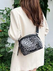 One Piece, Fashion Casual Everything, Crossbody Shoulder Bag, Leopard Print Pu Shell Bag, Suitable For Ladies Leisure Street And Daily Commute