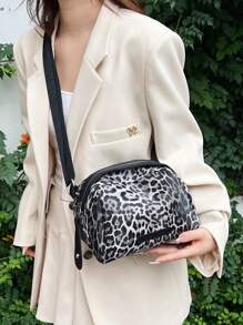 One Piece, Fashion Casual Everything, Crossbody Shoulder Bag, Leopard Print Pu Shell Bag, Suitable For Ladies Leisure Street And Daily Commute